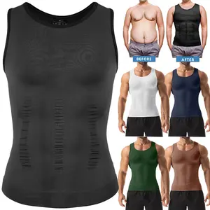 1-3 Pack Menswear Body Shaper Compression Tank Top Shirt Underwear Breathable Stretchy Gym Workout Tummy Control Sports Shapewear Soft Suit Formal Fabric Chest Protector Casual Vest Bestie Fitness