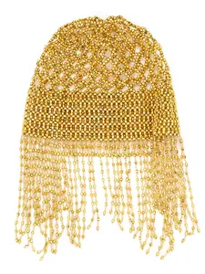 Vintage Hollow Out Colorful Beaded Fringe Hat, Handmade Bridal Accessory, Stage Performance Headband, Unique Wedding Decoration