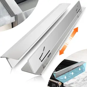 2 count Kitchen Stove Counter Gap Covers, Stainless Steel Gap Cover, Cooktop Trim Kit, Stove Gap Guards, Oven Gap Filler, Heat Resistant & Effectively Protect Stove Gap Filler(13.8"-27.5" )
