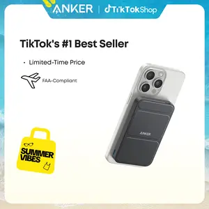 #SummerVibes Anker Magnetic Power Bank, Built-In Foldable Stand, USB-C Port on the Side, 5,000mAh Capacity, Perfectly Compatible with iPhone 17/16/15/14/13 Series summervibes