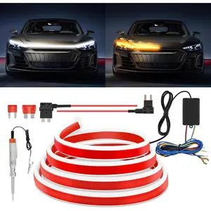 Nilight 70-Inch LED Hood Strip, White Dynamic Startup DRL Sequential Amber Turn Signal, Waterproof for Cars, SUVs & Trucks