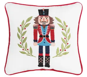 C&F Home Nutcracker Wreath Embroidered Throw Pi llow