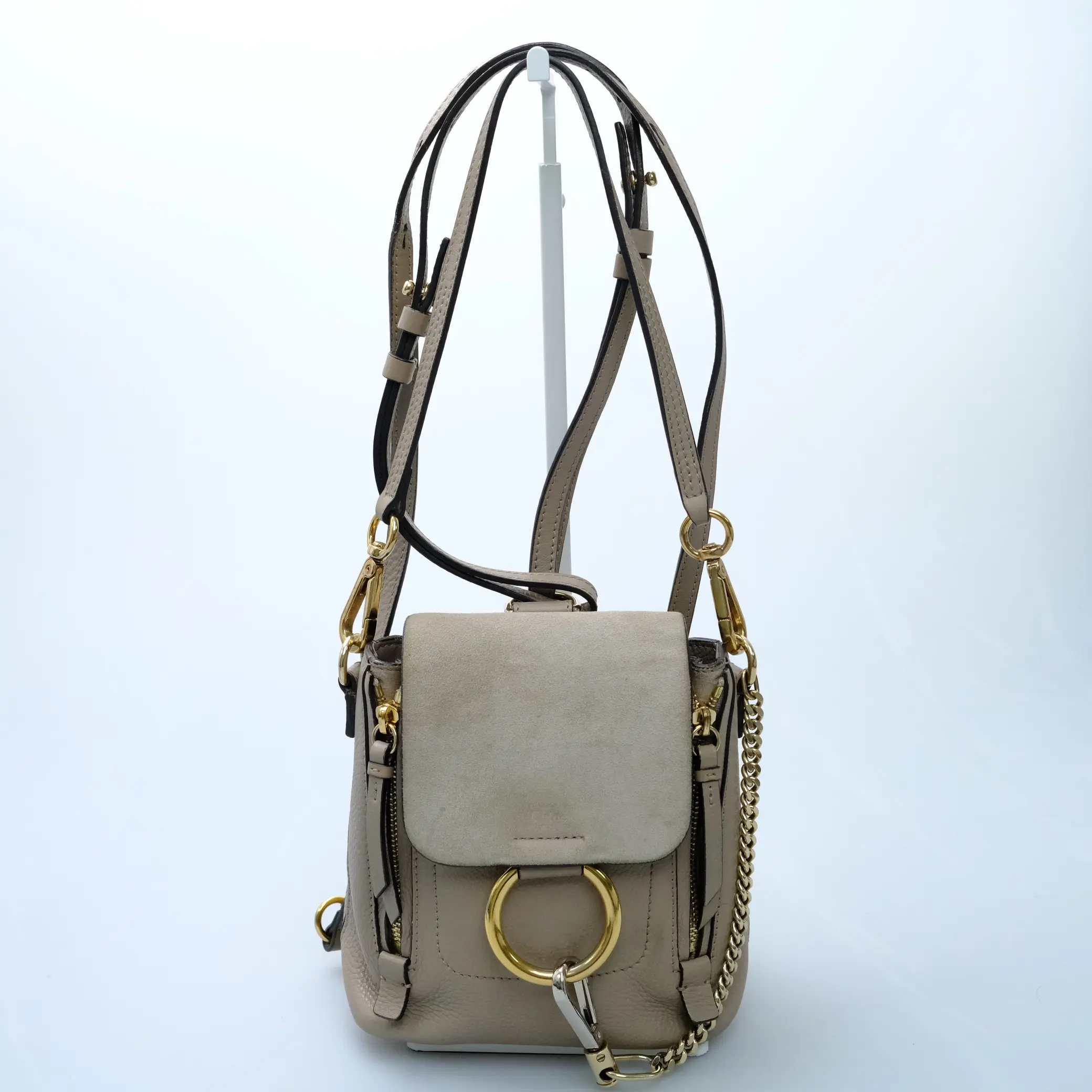 Pre-owned Chloé Faye Mini Motty Grey Backpack
