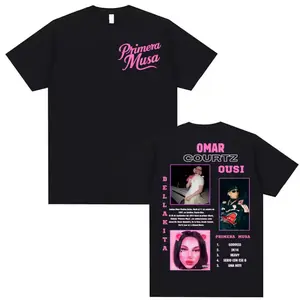 Omar Courtz Primera Musa Album Tour T-Shirt, Latin Trap Hip Hop Gothic Aesthetic Harajuku Streetwear Style Graphic Tee, Unisex Music Fan Outfit for Concert Lovers Daily Wear, 100% Cotton Summer Casual Shirt