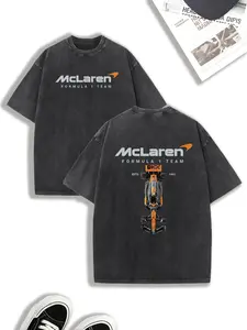 Men's Casual Racing F1 Team T-Shirt, Unique Geometric Print, Comfortable Soft Cotton, Washable, Ideal for Everyday Wear, Sports, Parties