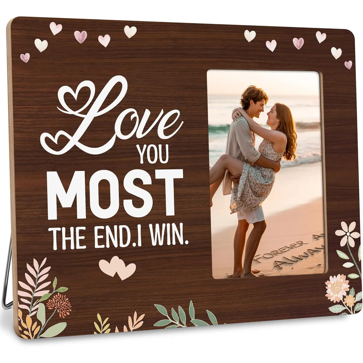 Gifts for Girlfriend Boyfriend Picture Frame, Romantic Couple Gift, Love You Most The End I Win Frames Fits 4x6 Photo