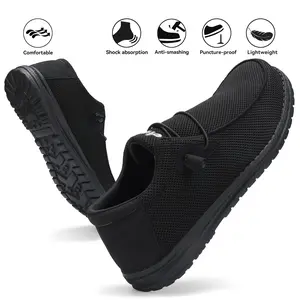 Slip On Steel Toe Shoes Men Lightweight Comfortable Lounging Walking Sneakers Steel Toe Loafers