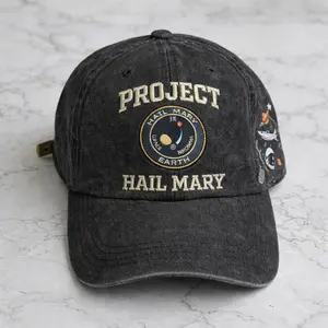 Project Hail Mary Embroidered Wash Hat - Dad Hat Design Embroidered Cap Merch - Casual Wear Washable Material Versatile for Everyday Use