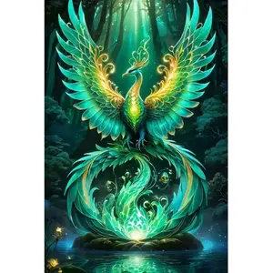 DIY 5D Diamond Painting Kit Phoenix Theme, Complete Mosaic Home Wall Decor Gift 40x70cm for Art Lovers