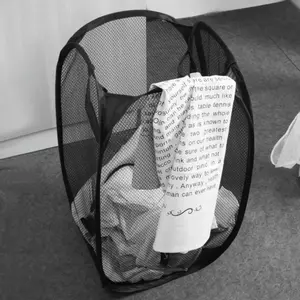 Large Capacity Breathable Mesh Foldable Laundry Basket, Space Saving Dirty Clothes Storage Bin with Handle, Ideal for Home Bathroom Bedroom, Collapsible Laundry Hamper