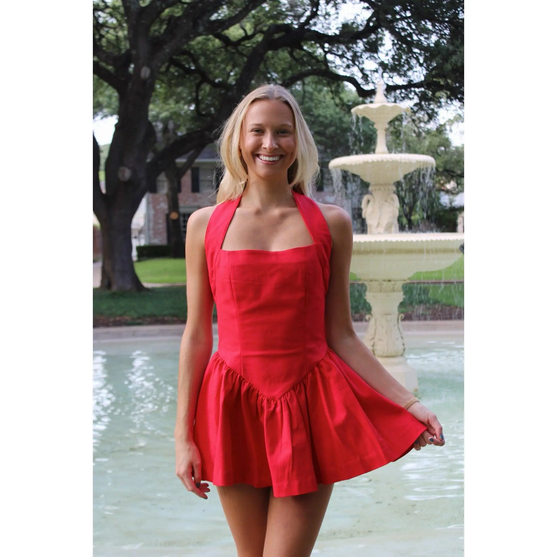 Ruby Red Halter Mini Dress