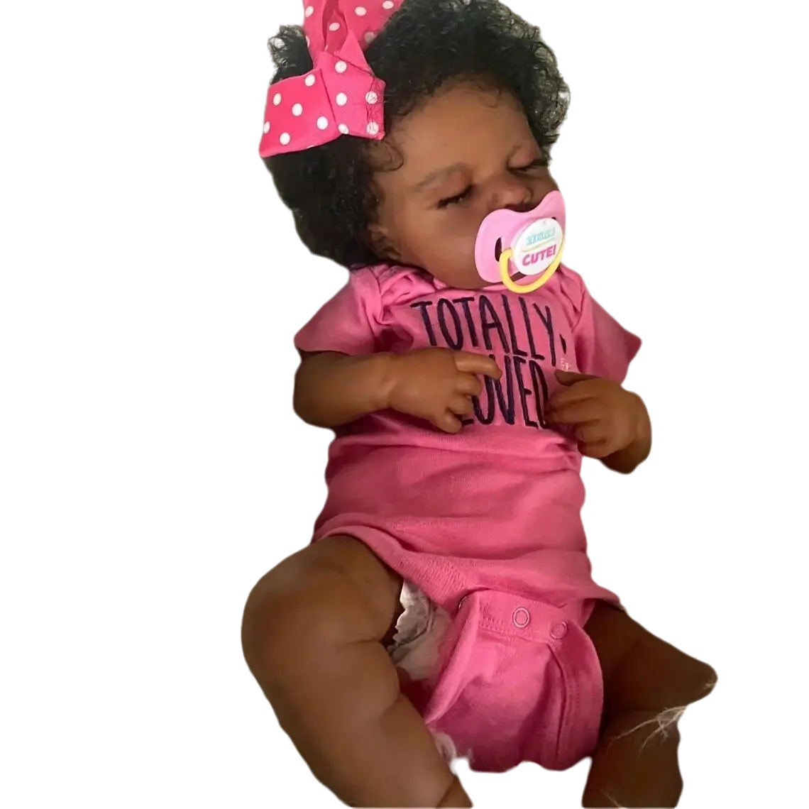 asleep baby doll toy 19 inches 49CM real mini size hand curly newborn doll, soft touch handmade doll, Halloween, Thanksgiving and Christmas gifts