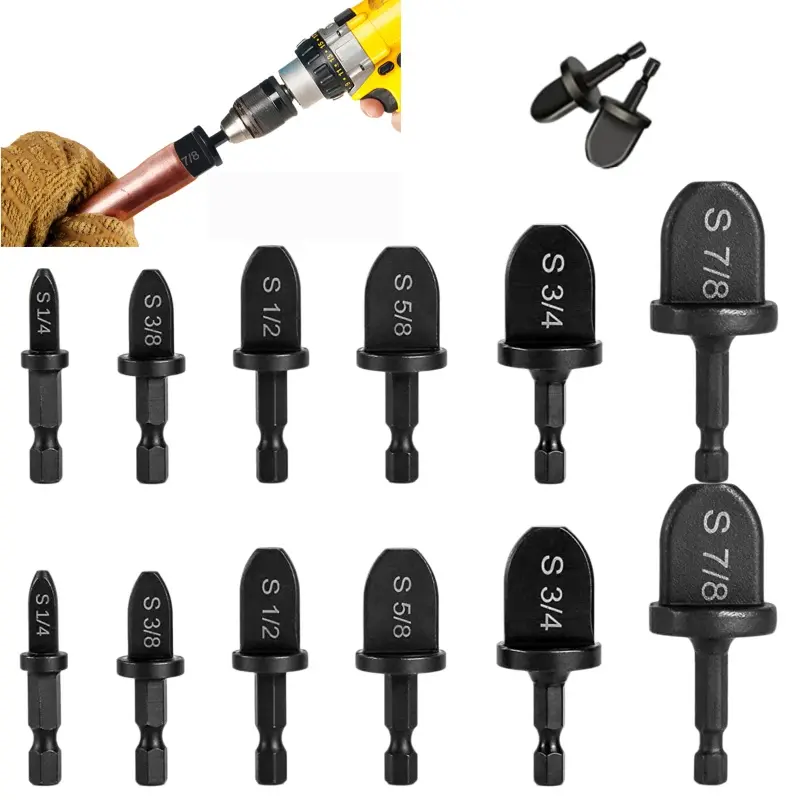 12Pcs HVAC Repair Kit, Air Conditioner Tube Expander Swaging Tool, Manual Pipe Swage Tool With Expander Boring Drill Bits for Soft Copper Tubing 1/4'' to 7/8''