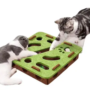 Cat Toy Self-Entertainment Boredom Buster with Maze Tunnel Felt Box & Bell Ball for Kittens and Cats Intelligence Enhancing