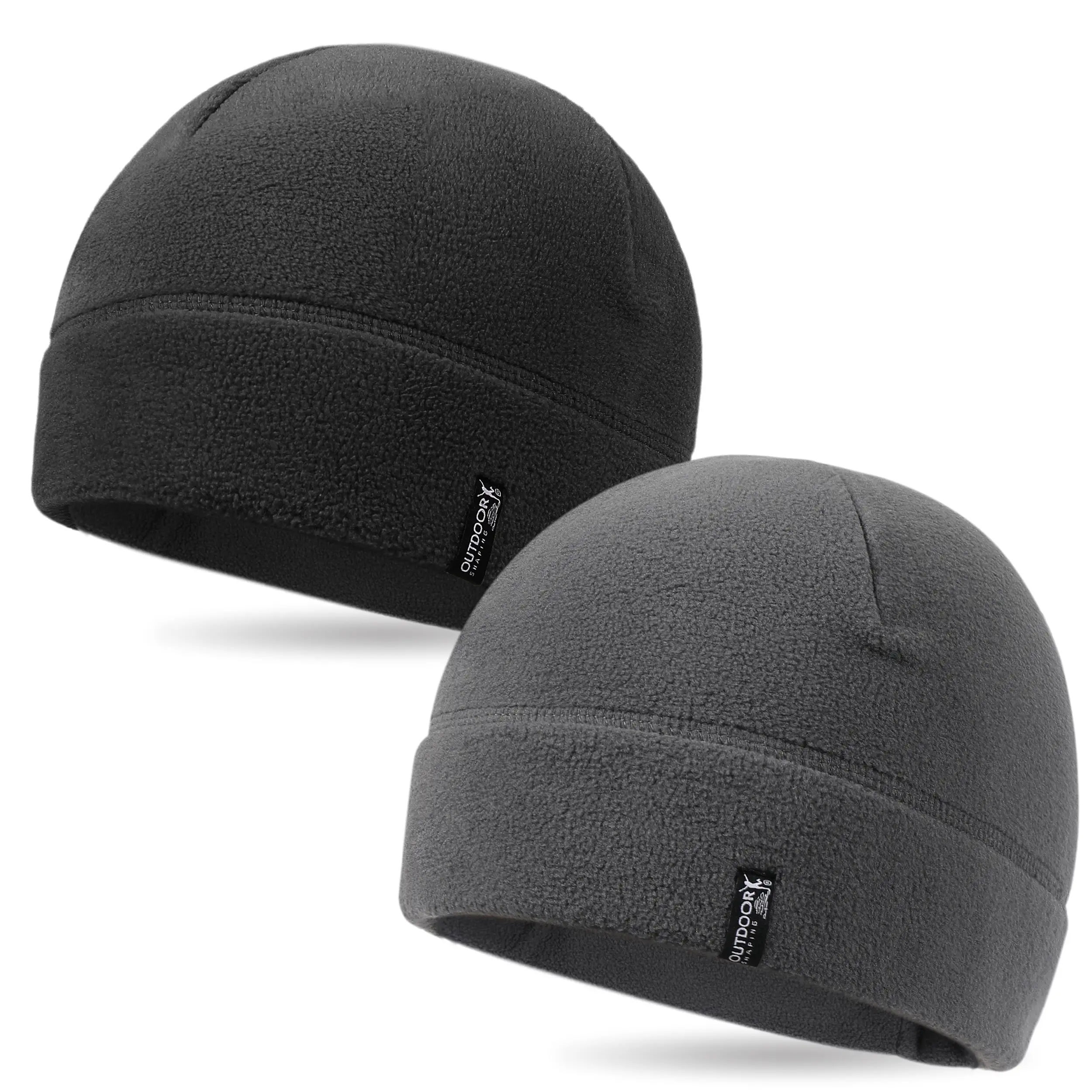 OUTDOOR SHAPING Men's 2-Pack Tactical Skull Caps - Thermal Insulating Winter Fleece Military Beanies for Adults, Basic, Adjustable, Expandable, Stretch, Breathable, Lightweight, Cozy, 1 Size, Universal, Ideal for Hiking, Snow Activities, One Size