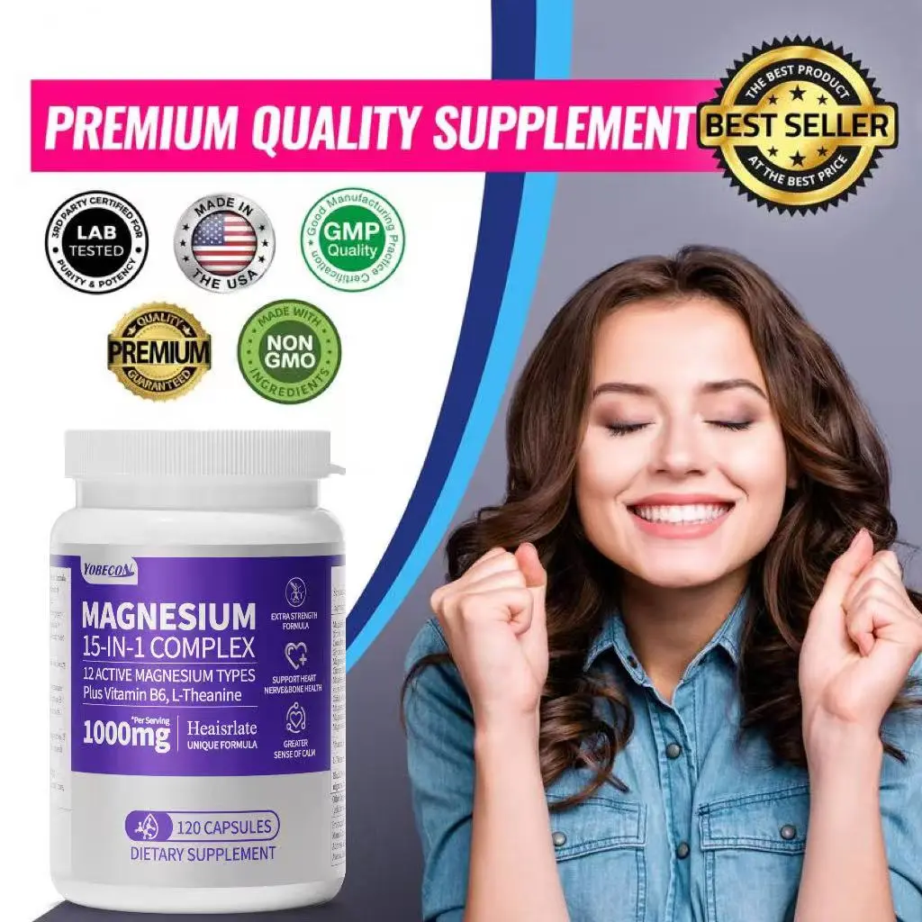 Heaisrlate Magnesium Complex 8 Essential Magnesium Supplement [15 In 1 Magnesium Gycinate]