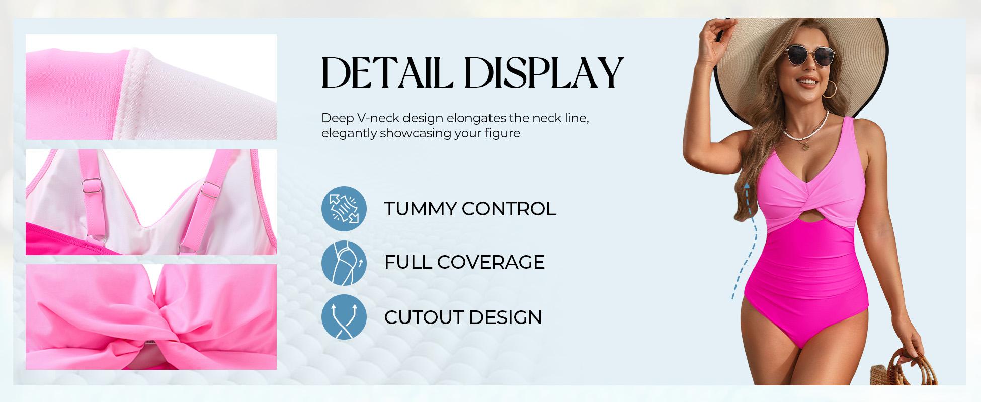 Tempt Me Women One Piece Swimsuits - Tummy Control Cutout Bathing Suit V Neck Twist Front Swimwear 2026