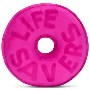 iscream Life Savers Candy Shaped Embossed Fleece Pillow - Purple Raspberry 11.5"