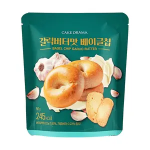 CAKE DRAMA Korean Garlic Butter Bagel Chips 50g - Crispy Snack, Viral Internet Famous Food