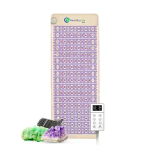 HealthyLine TAJ Series PEMF Far Infrared Heating Pad with Certified Natural Gemstones & Advanced Controller Settings for Muscle Relaxation and Pain Management