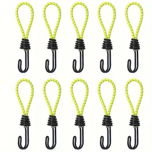 Set of 10 Elastic Rope Clips for Tent Poles, Ideal for Outdoor Camping.Durable Hooks And Elastic Buckles Designed to Support Heavy Loads