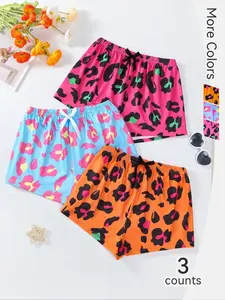 Women’s Leopard Print Lounge Shorts 3-Pack | Soft Stretch Sleep Shorts | Vibrant Colors | Summer Home Wear