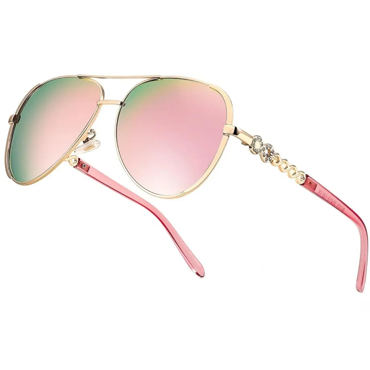 FEISEDY Lightweight Polarized Women's Sunglasses, 70s Retro Vintage Trendy Shades B4147, High Filter Lenses, Casual Wear Compatible, with Crystal Chain Link, Alloy Women's Sunglasses