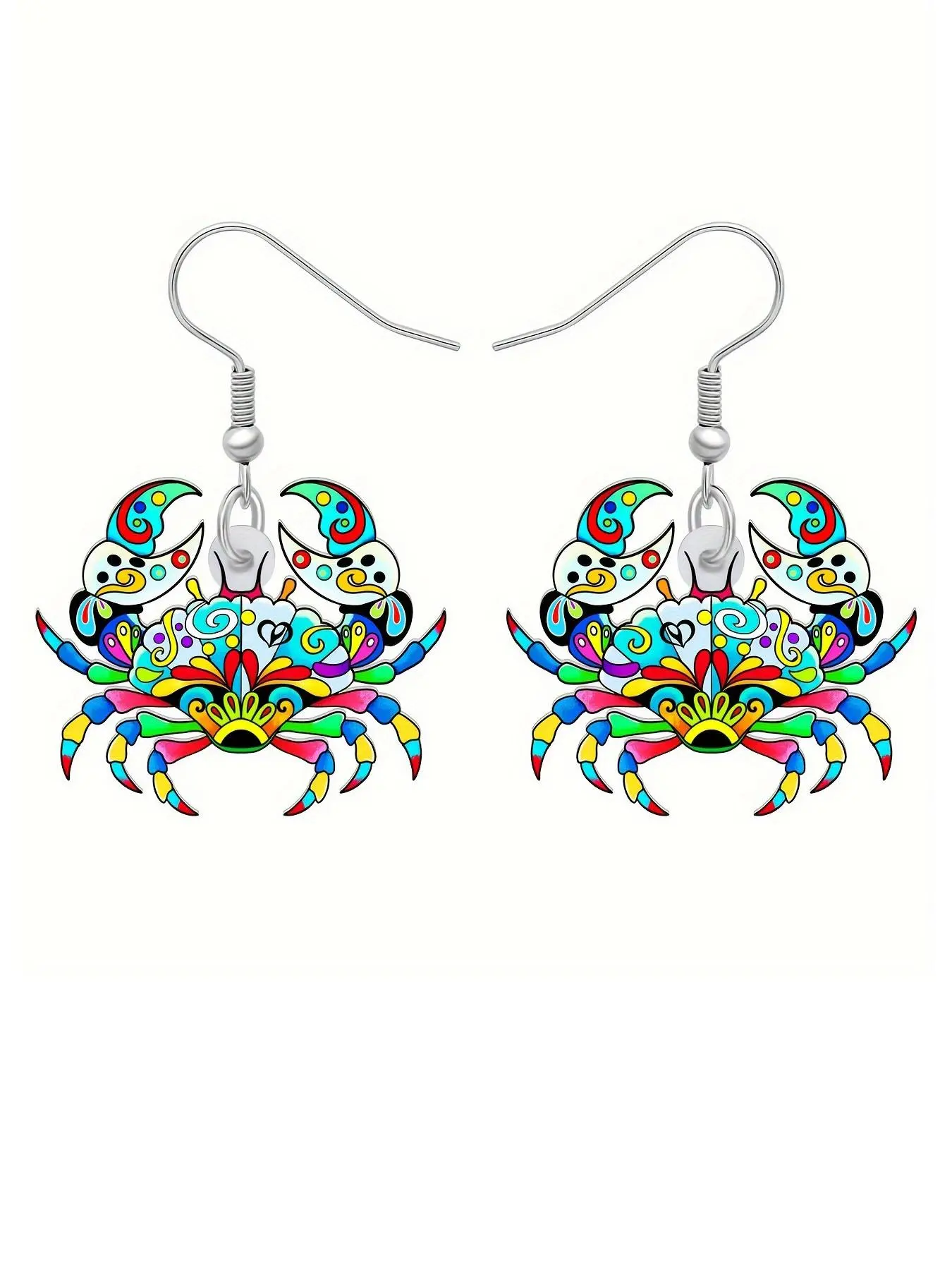 Colorful Crab Design Dangle Earrings, Fashionable Acrylic Jewelry for Women, Trendy All-match & Exquisite Jewelry for Birthday Gift, Dangling Earrings