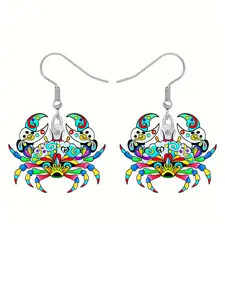 Colorful Crab Design Dangle Earrings, Fashionable Acrylic Jewelry for Women, Trendy All-match & Exquisite Jewelry for Birthday Gift