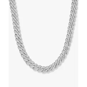 Women's Iced Out Cuban Link Chain 8mm - Silver