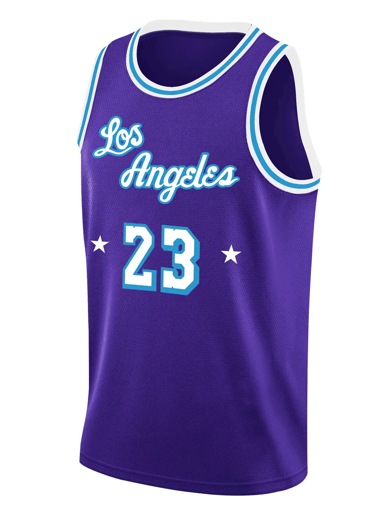 Men's Basketball Jersey 23 PURPLE Vintage Embroidered Casual Training T-Shirt, Sport V-Neck Short Sleeve, Loose-Fitting All Seasons Jersey Top, Classic Throwback Jersey, Sports Tops