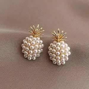 Exquisite Pineapple Earrings | Fashionable And Creative, Golden Color, Mosaic Resin Details, Elegant Jewelry Additions, Perfect Birthday Gift, for Teenager