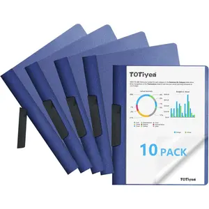 10 Pack Clear Report Covers with Swing Clip, File Folder with Swing Clip, 30 Sheets Capacity, Slide Locking Report Covers, Letter Size (Navy, 10 Pack)