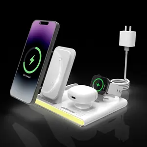 PowerGlow - Jabees PowerGlow 4-In-1 Foldable Wireless Charging Station with LED Night Light