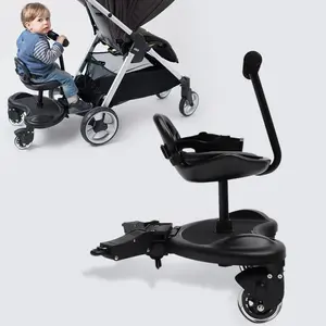 CNCEST Universal Stroller Board for Kids 2-5 Years - Black PC PVC Iron Material - Free Standing with 2 Wheels & Adjustable Length - Space Saving Design - Ideal for Family Activities