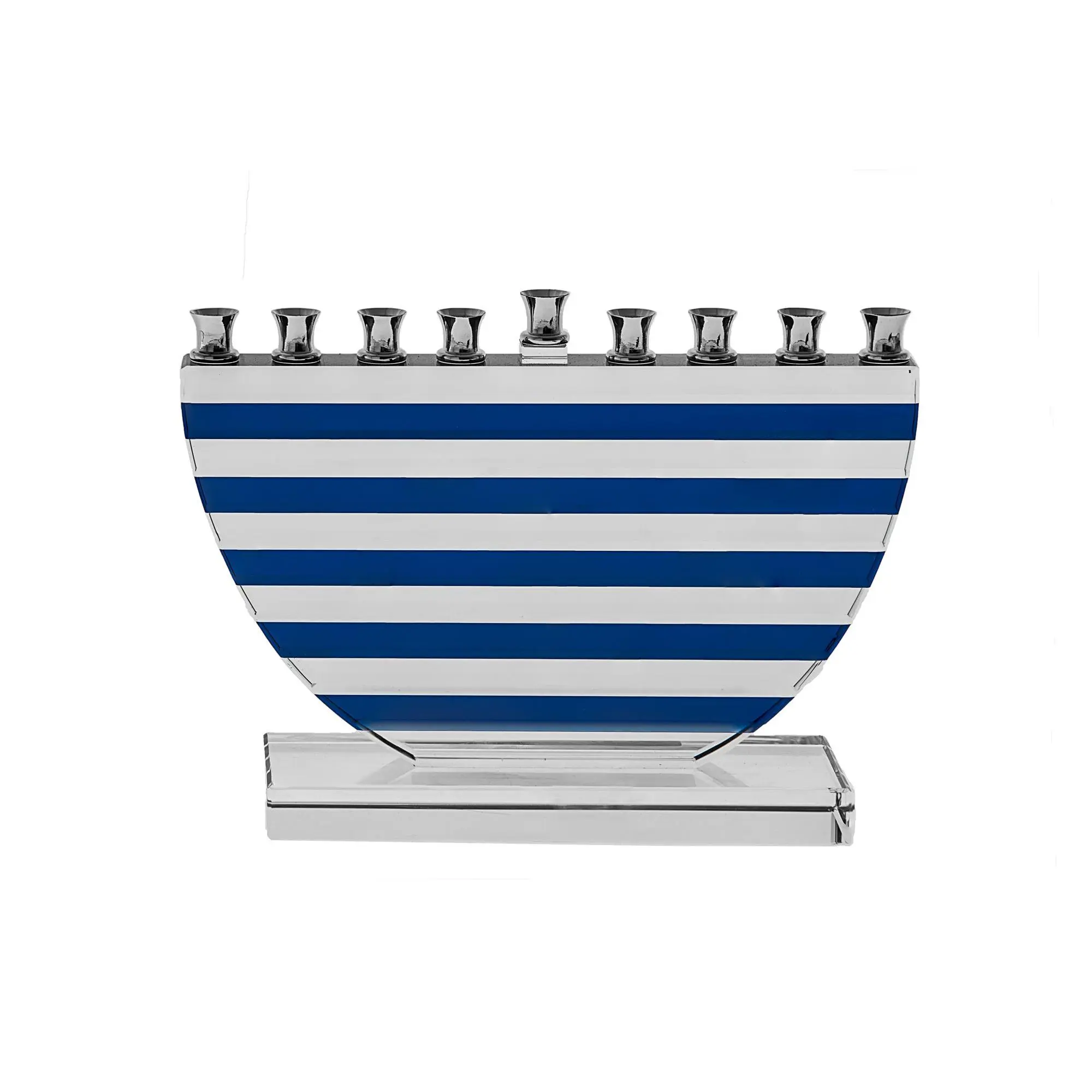 Copa Judaica Blue Stripe Crystal Menorah