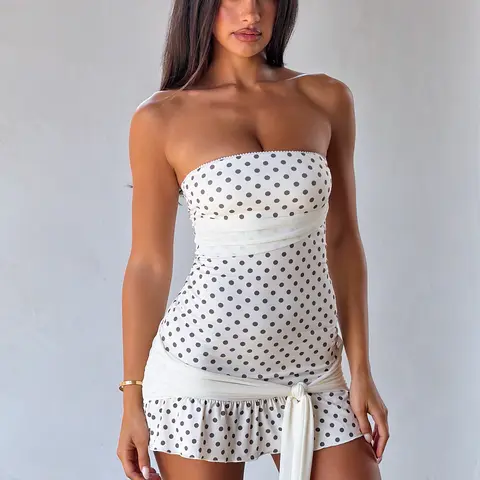 TOVE MINI DRESS - WHITE POLKA DOT