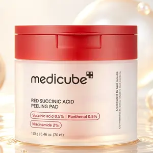 Medicube Red Succinic Acid Peeling Toner Pads 70ea Niacinamide Panthenol Salicylic Acid Mild AHA BHA Exfoliator Non Comedogenic Facial Skin Care Pore Refining Pads For Breakout & Acne Prone Skin Daily K-Beauty Exfoliating Treatment
