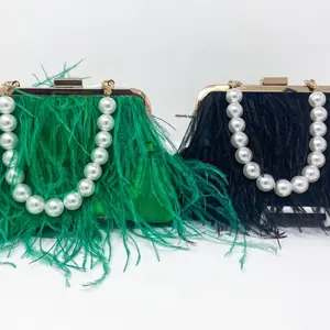 Feather Pearl Handle Clutch