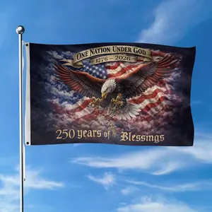 One Nation Under God Christian Flag – USA 250th Anniversary 1776-2026, Fourth of July Independence Day Yard Decor, Blessed Patriotic Banner for Home