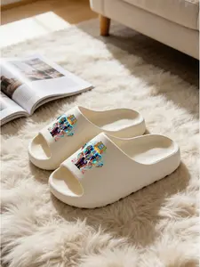 Bohemian Style Elephant Print Sandals, Eva Material, Medium Width, Casual Design, Less Than Ankle Height, All Seasons Wear