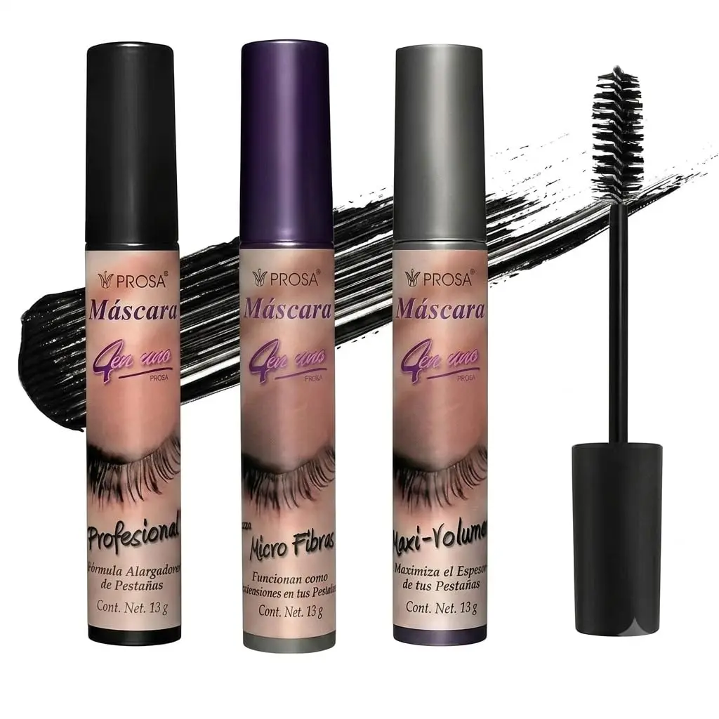 Prosa Waterproof Mascara Set, 3 Pack - Volume & Length Mascara with Micro Fiber, Smudge-Resistant, Long-Lasting, Clump-Free Formula for Natural Looking Full Lashes Gift Lightweight