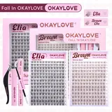OKAYLOVE Brown Elia Clusters Lashes Kit - CD Curl Cross Cosmetic Eyelash Extensions, Lightweight DIY At-Home Nature-Infused Set, Realistic Look for Natural Makeup Enthusiasts, Girl Gifts #sohochic