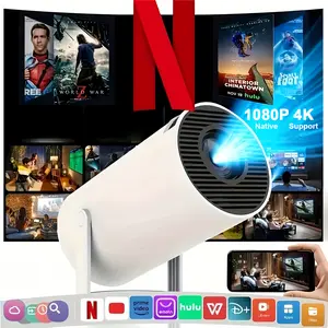 HY300 Pro Projector with WIFI 6 & Bluetooth 1080p 4K Ready Portable Built-in App Android Support Keystone Correction for Laptops PCs Smartphones