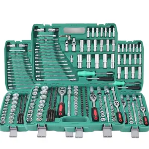 Socket Wrench Tool Set with Drill Bit Sockets Metric & Universal Wrench Extension Rods, Car Repair Home Use, Storage Box Included