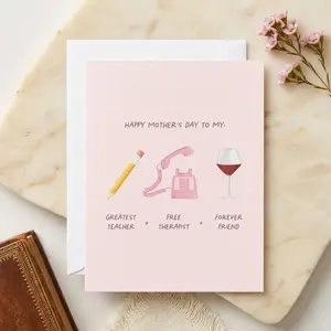 Mother’s Day Card for Mom, Sweet Mom Appreciation Card, Greatest Teacher Therapist Friend Card, Cute Minimalist Mother’s Day Gift - DianneTrend Apparel