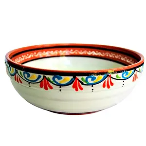 Terracotta White, Deep Serving Dish - Hand Painted From Spain