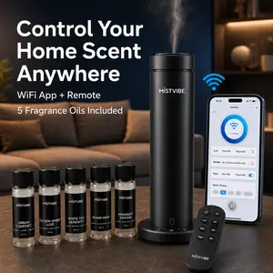 MistVibe WiFi Aroma Diffuser Set with App Control, Remote Timer & 5 Fragrance Oils