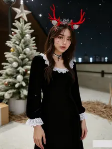 Forest Theme Oversized 3D Antler Christmas Headband, Sweet Style Girls' Christmas Hair Band, Festive Holiday Accessory