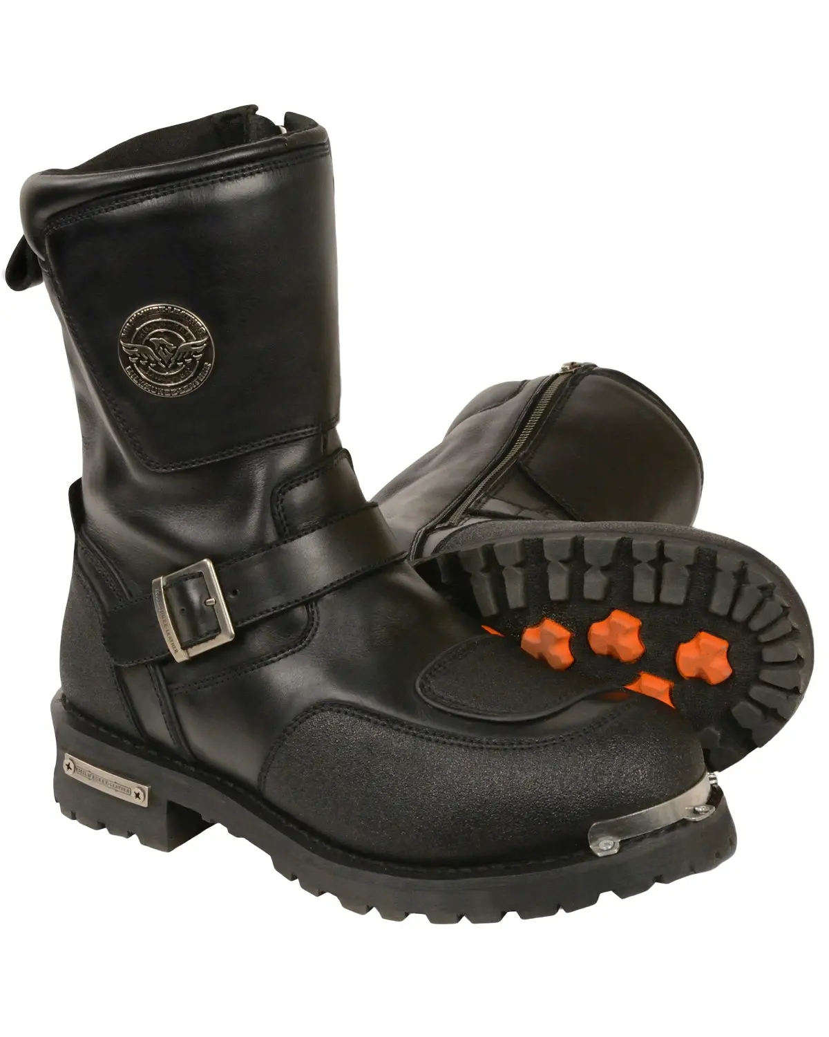Milwaukee Leather Men's Men'S Reflective Piping Gear Shift Protection Boot - Mbm9070